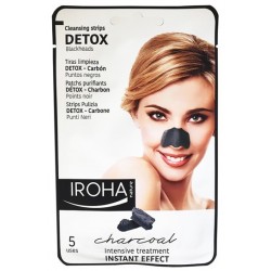 Giliai valančios nosies juostelės su anglimi IROHA Black Nose Detox Strips Charcoal 5 vnt.