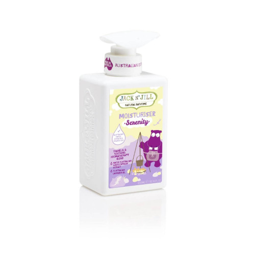 Hipoalerginis raminantis drėkinantis kremas su baltojo kipariso ir levandų aliejaus ekstraktais JACKN‘JILL  Serenity 300 ml.