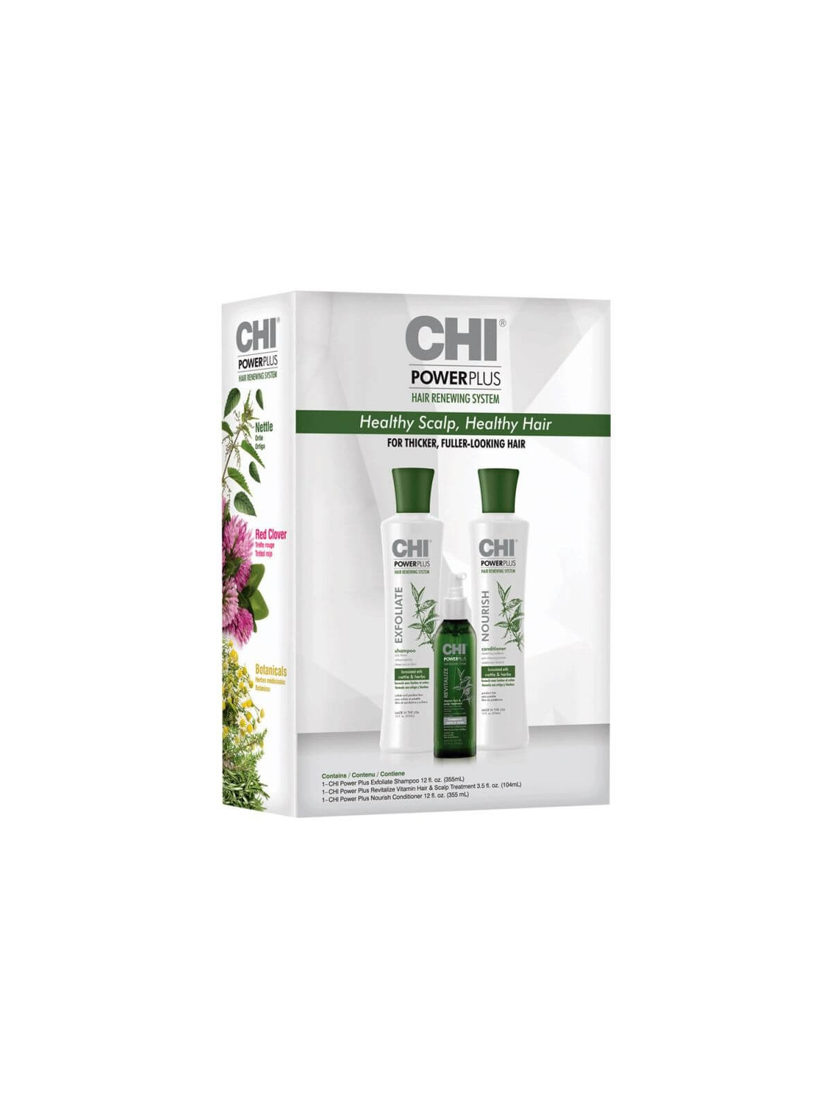 Rinkinys nuo plaukų slinkimo (Šampūnas+kondicionierius+purškiklis) CHI Power Plus Kit